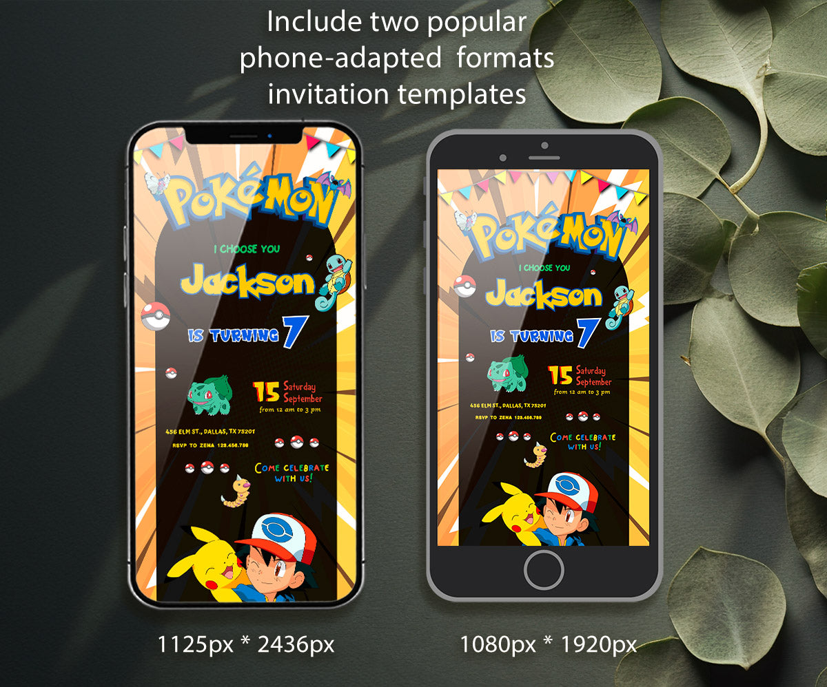 Pokemon Pikachu customizable invitation template | Share or Print | RB888