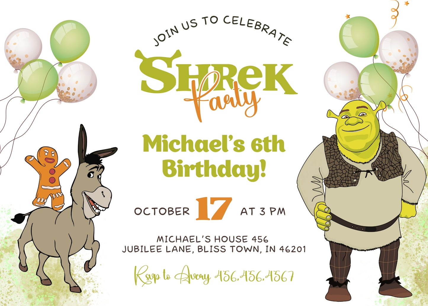 Shrek customizable invitation template | Share or Print | PY427