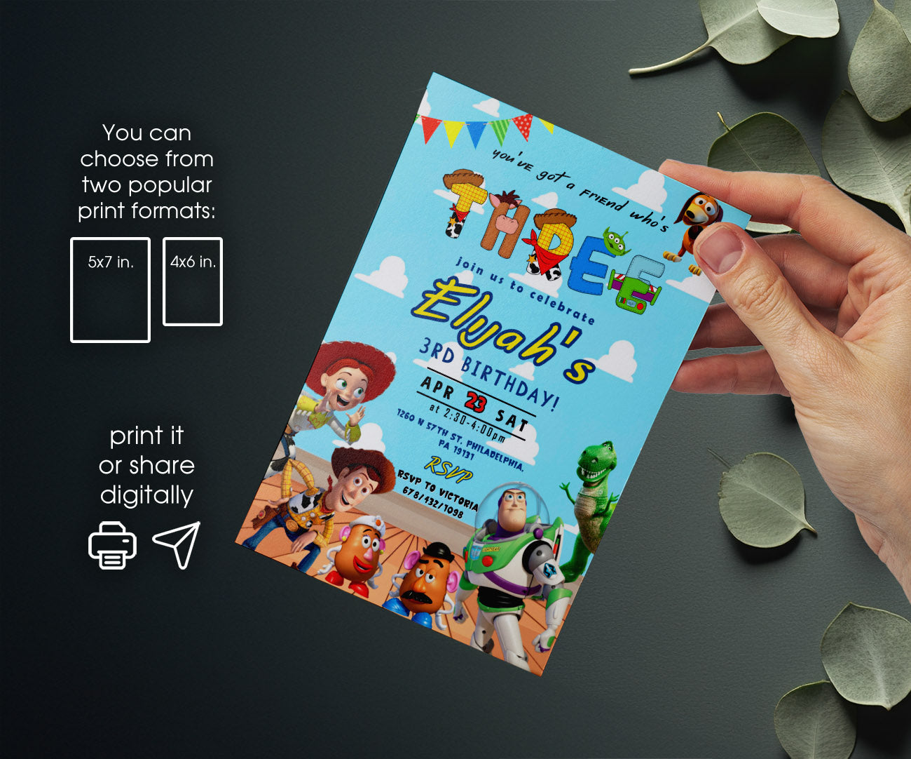 Toy Story Woody customizable invitation template | Share or Print | JD864