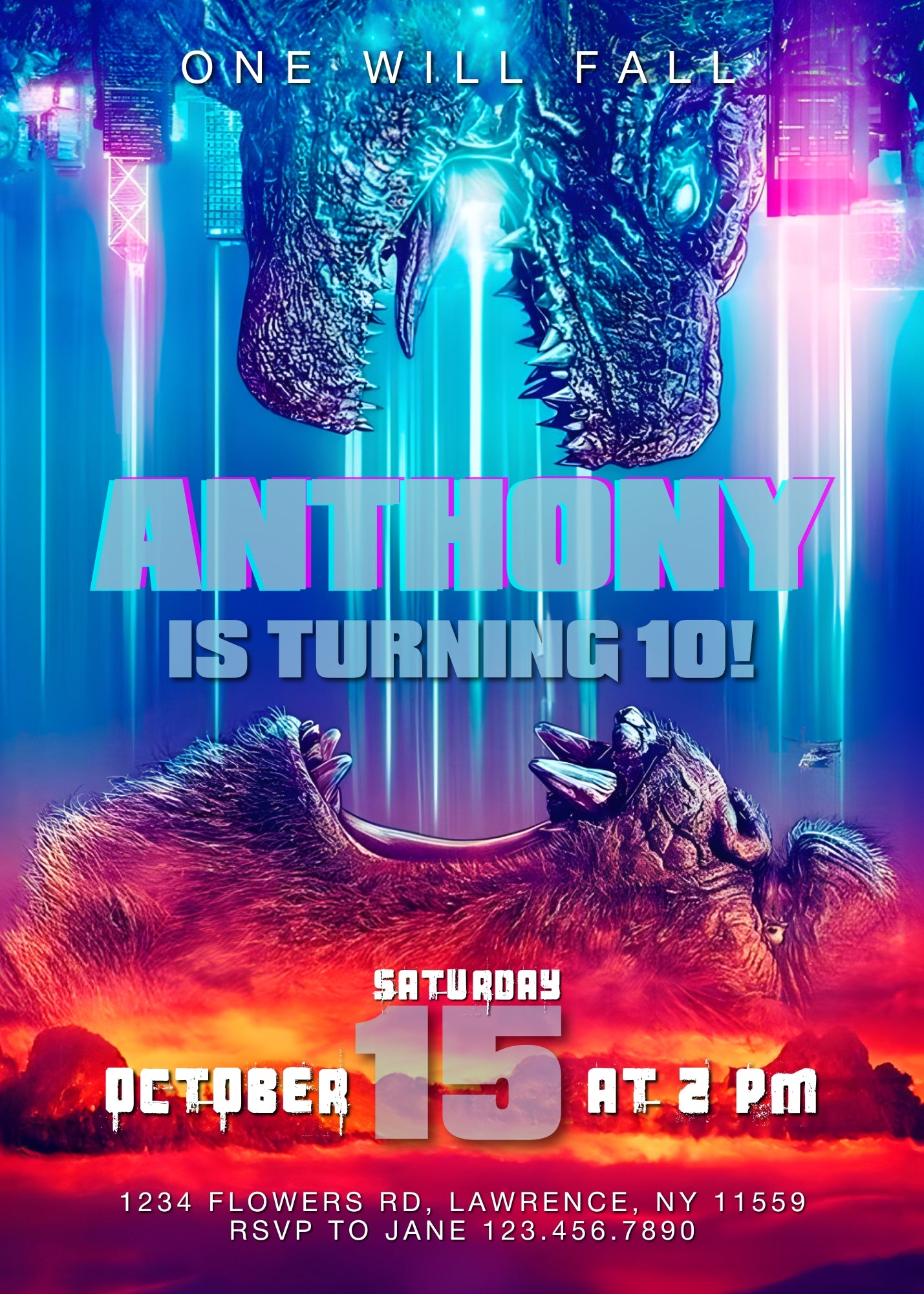 Godzilla X King Kong customizable invitation template | Share or Print | VF624