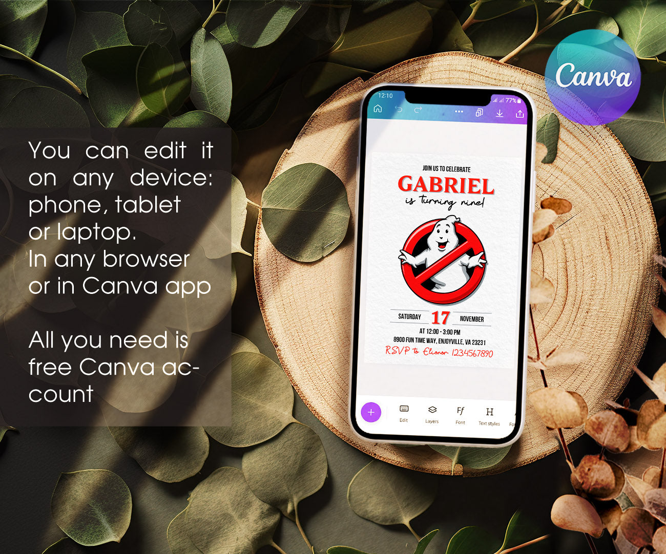 Ghostbusters customizable invitation template | Share or Print | RR416