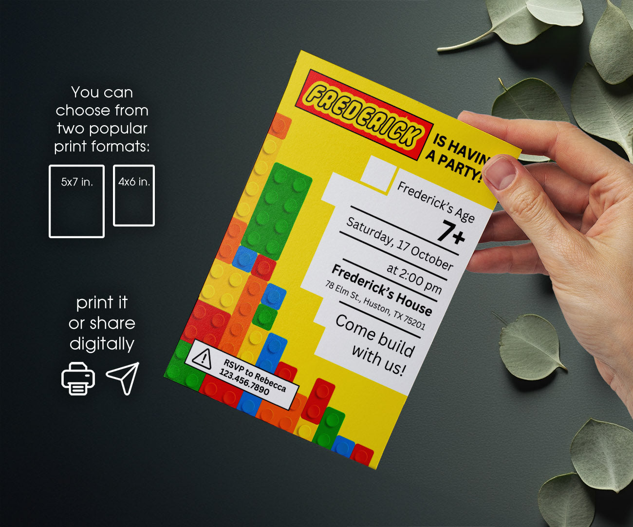 Lego customizable invitation template | Share or Print | AZ879
