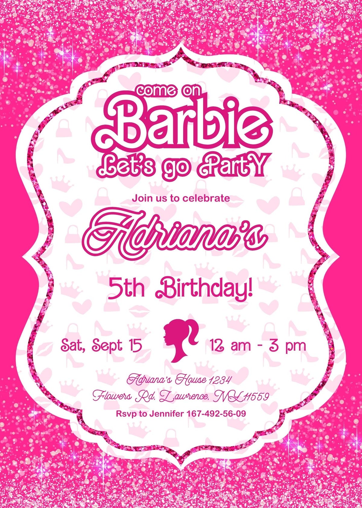Barbie Pink customizable invitation template | Share or Print | girl | RU663