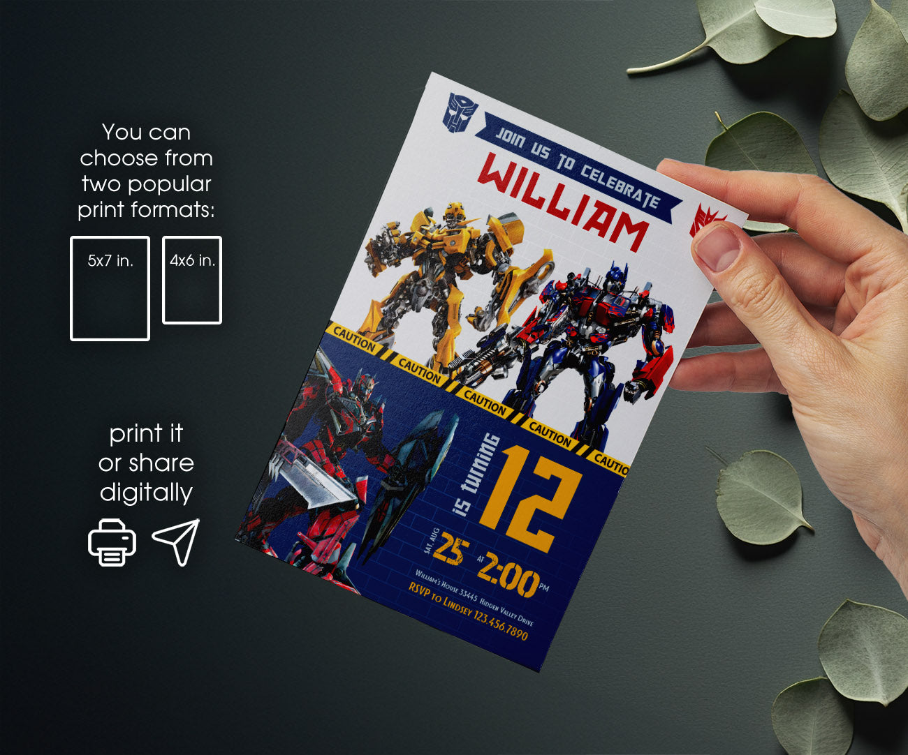 Transformers Rescue Bots customizable invitation template | Share or Print | boy | QY445