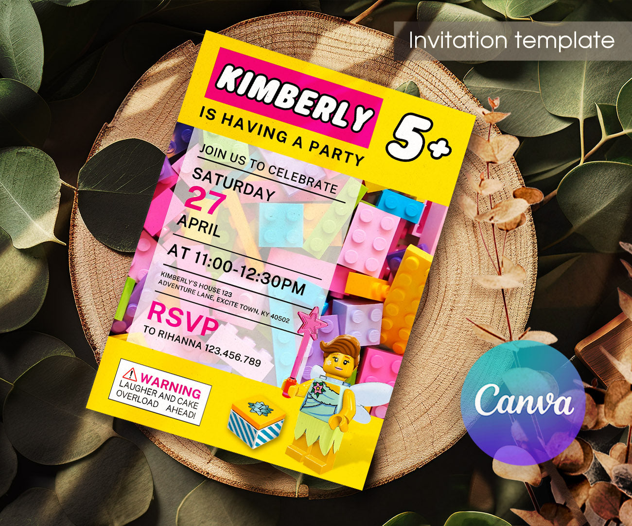 Lego Butterfly Fairy Girl customizable invitation template | Share or Print | girl | MI874