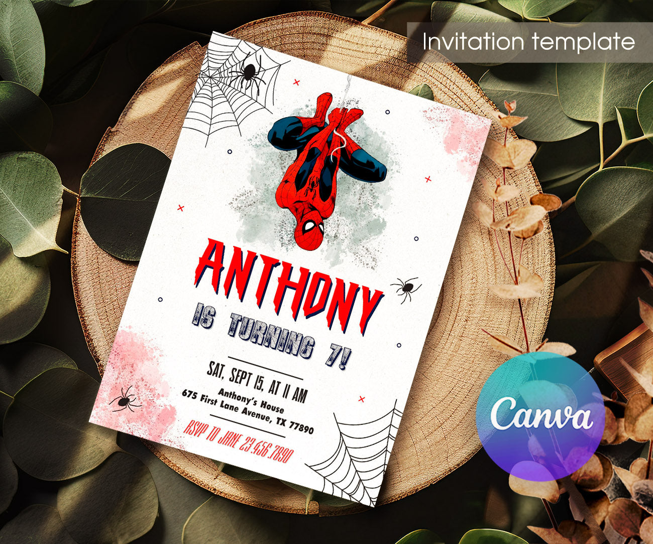 Spiderman Marvel Superhero customizable invitation template | Share or Print | boy | ZS982