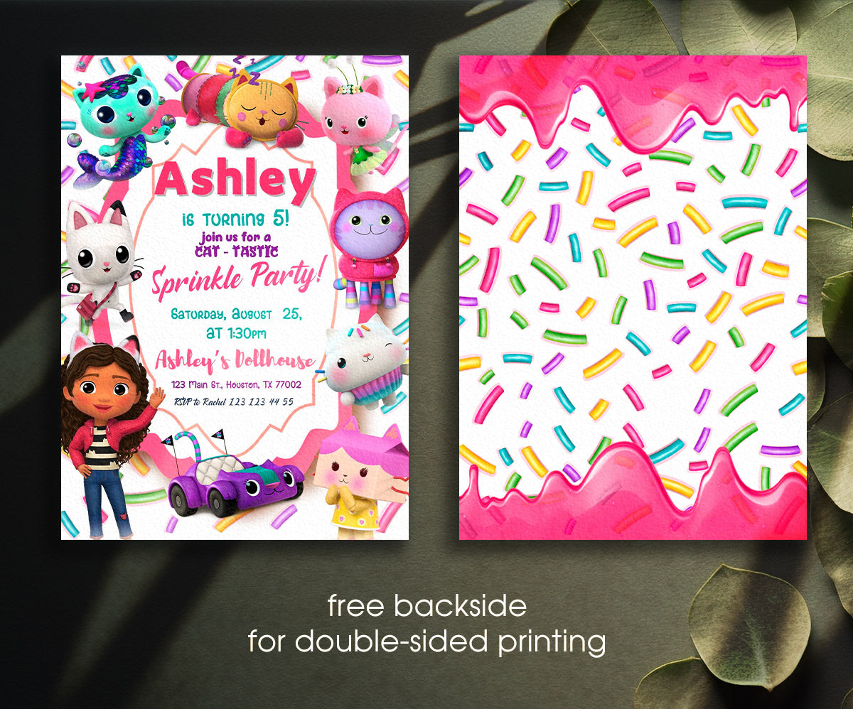 Gabby's Dollhouse Kitten customizable invitation template | Share or Print | girl | CS455