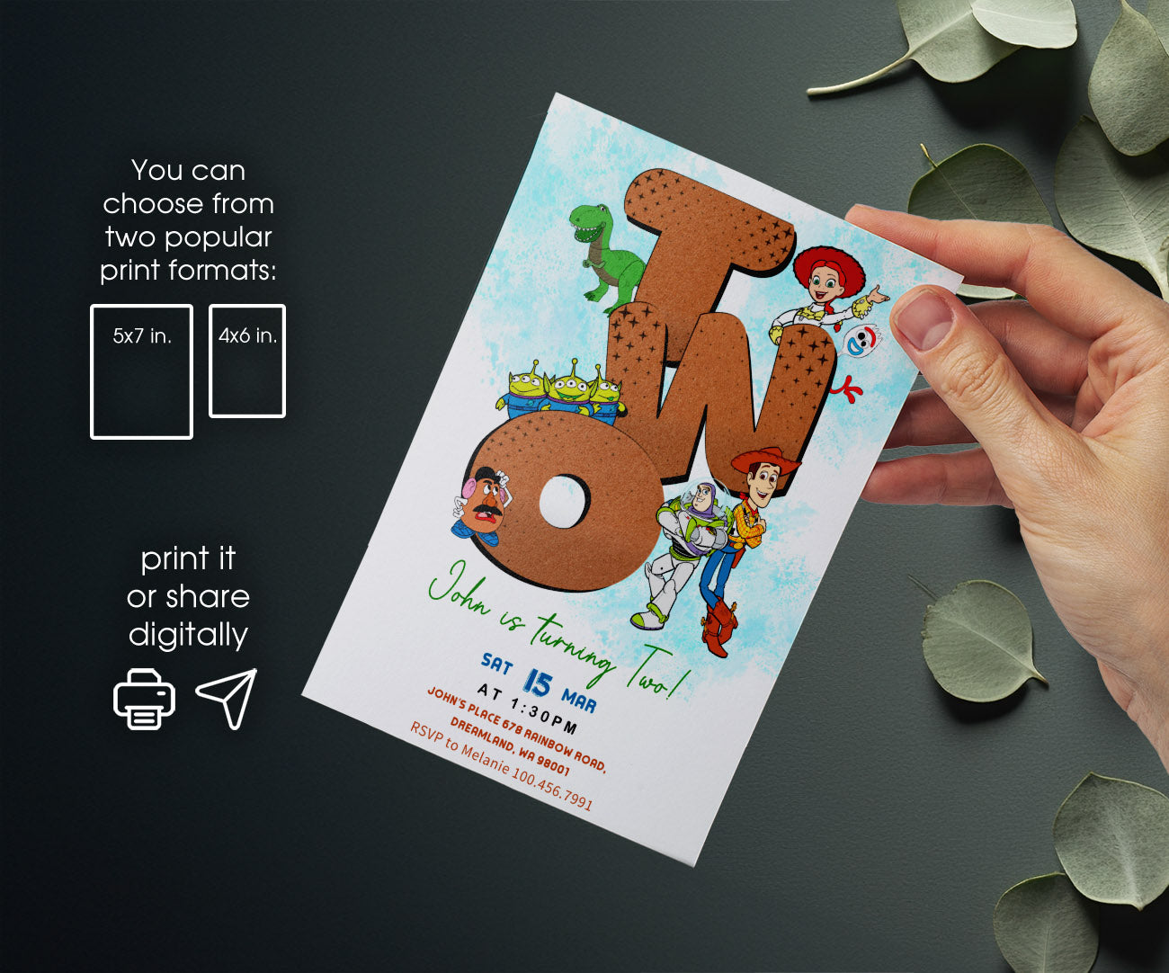 Toy Story Woody customizable invitation template | Share or Print | IE834