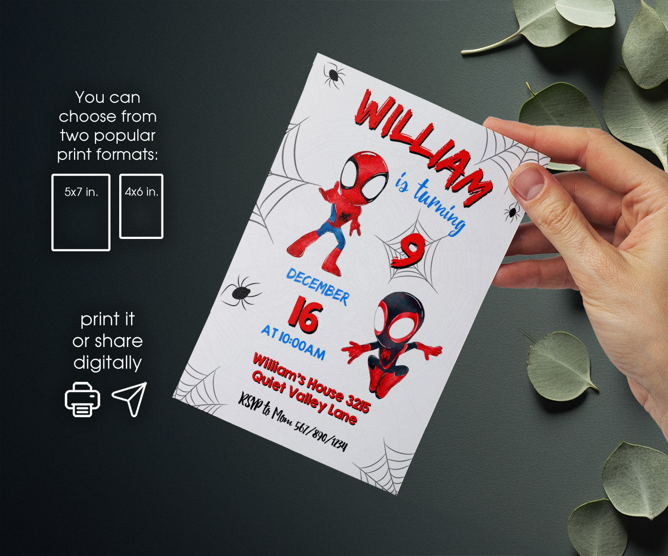 Spidey and His Amazing Friends customizable invitation template | Share or Print | boy | WD320
