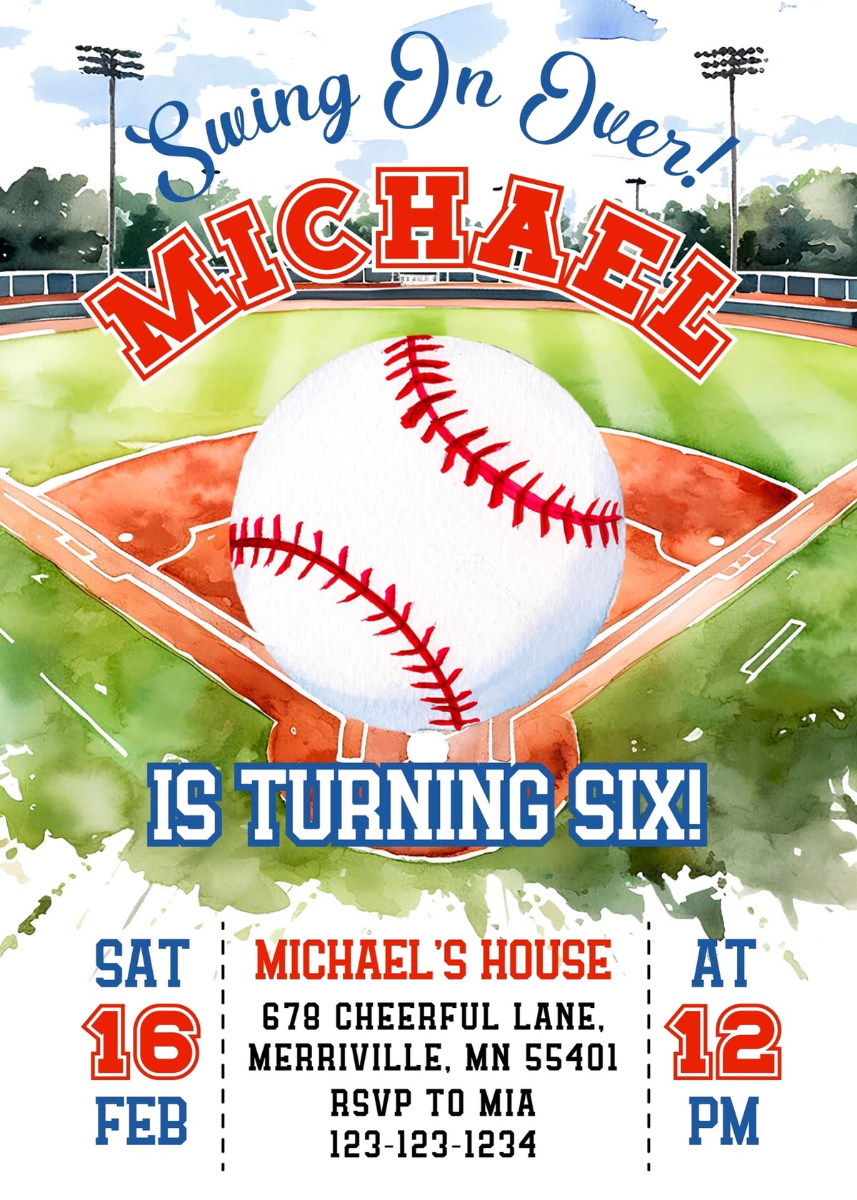 Baseball MLB Sport customizable invitation template | Share or Print | boy | DT067
