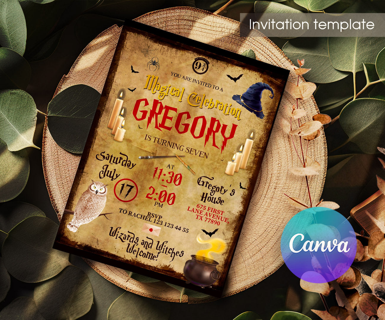 Harry Potter customizable invitation template | Share or Print | UQ203
