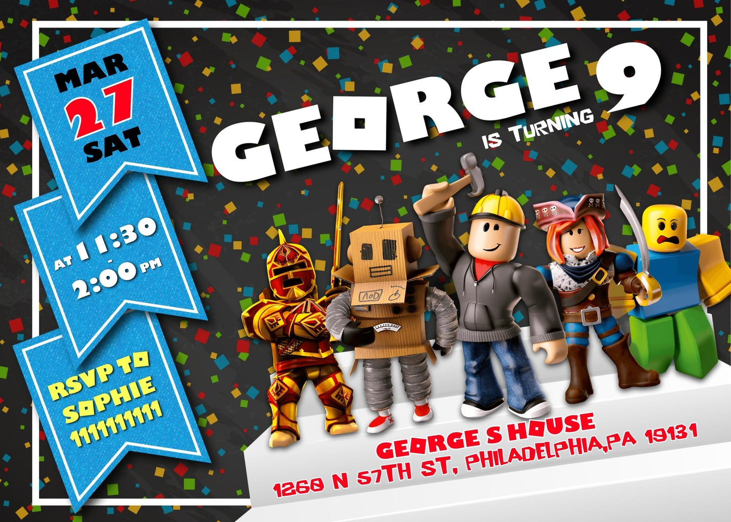 Roblox Gamer customizable invitation template | Share or Print | MC901