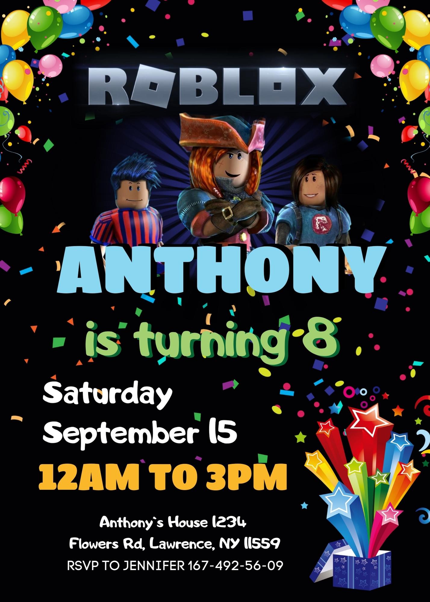 Roblox Gamer customizable invitation template | Share or Print | HP365