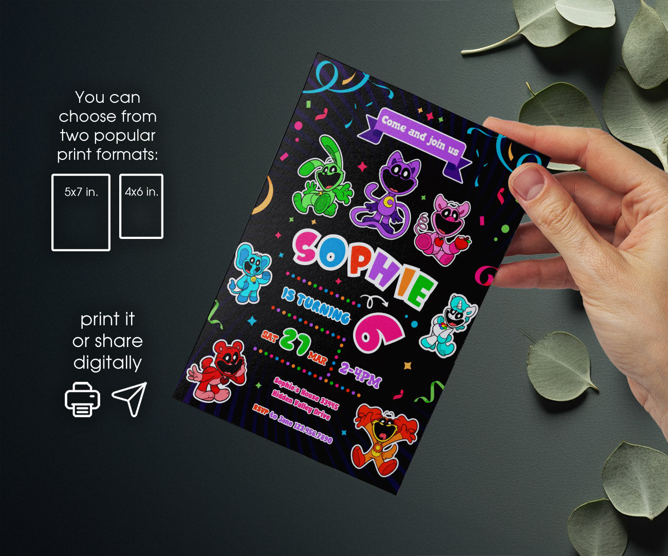 Smiling Critters customizable invitation template | Share or Print | PD001