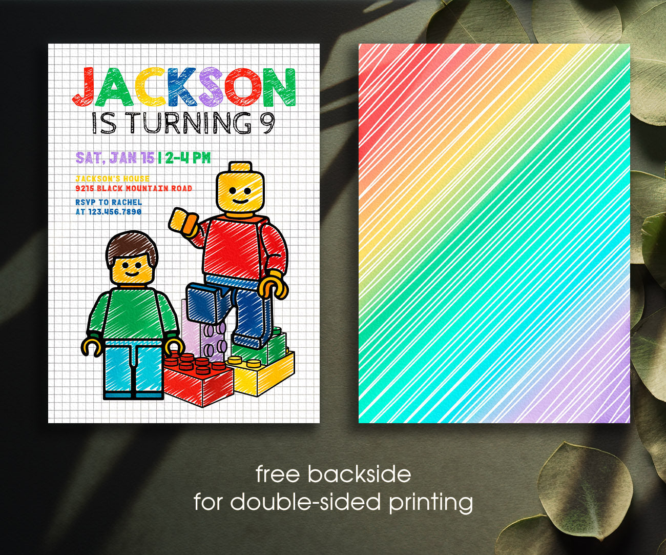 Lego Minifigures customizable invitation template | Share or Print | RT491