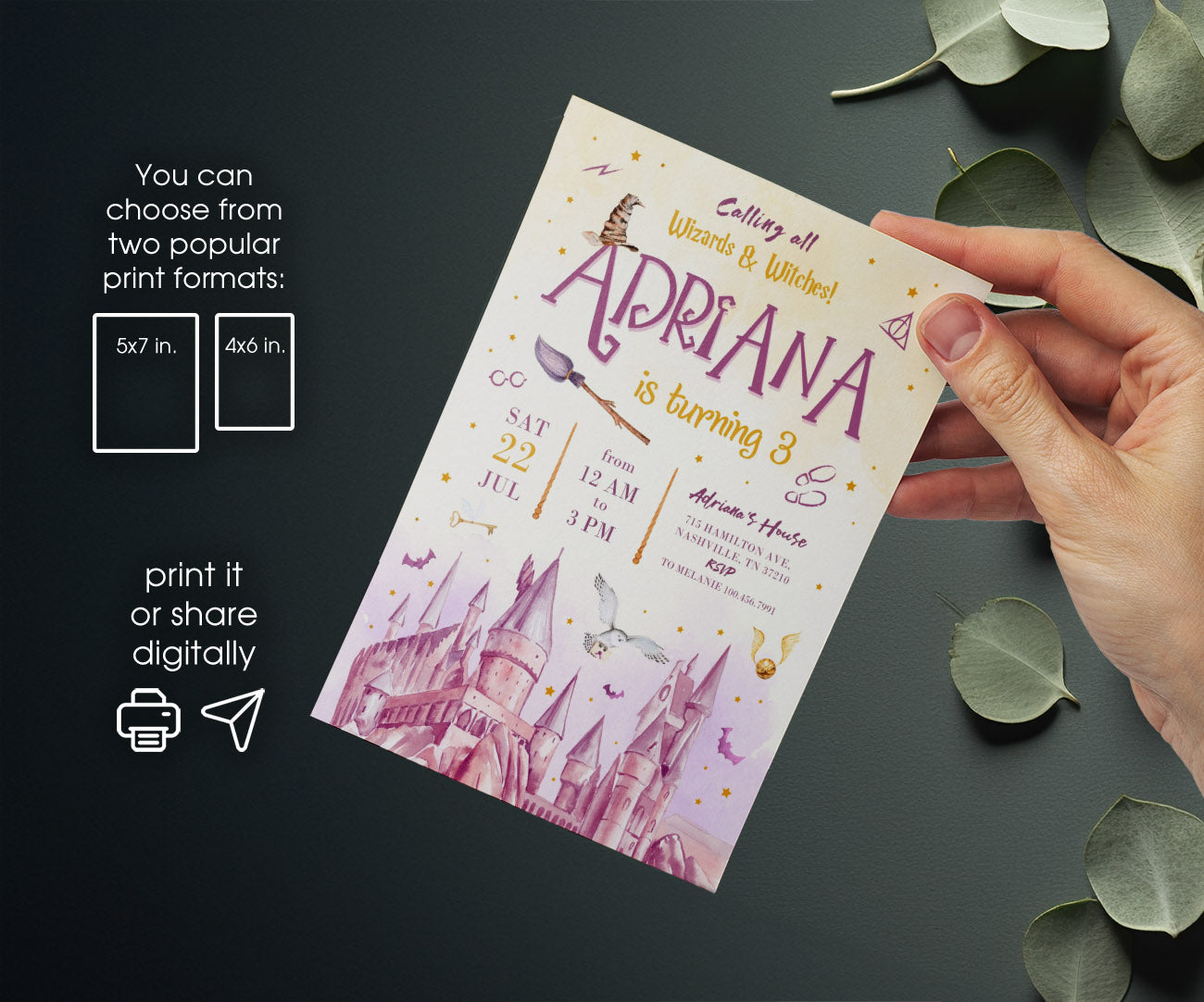 Harry Potter customizable invitation template | Share or Print | EE156