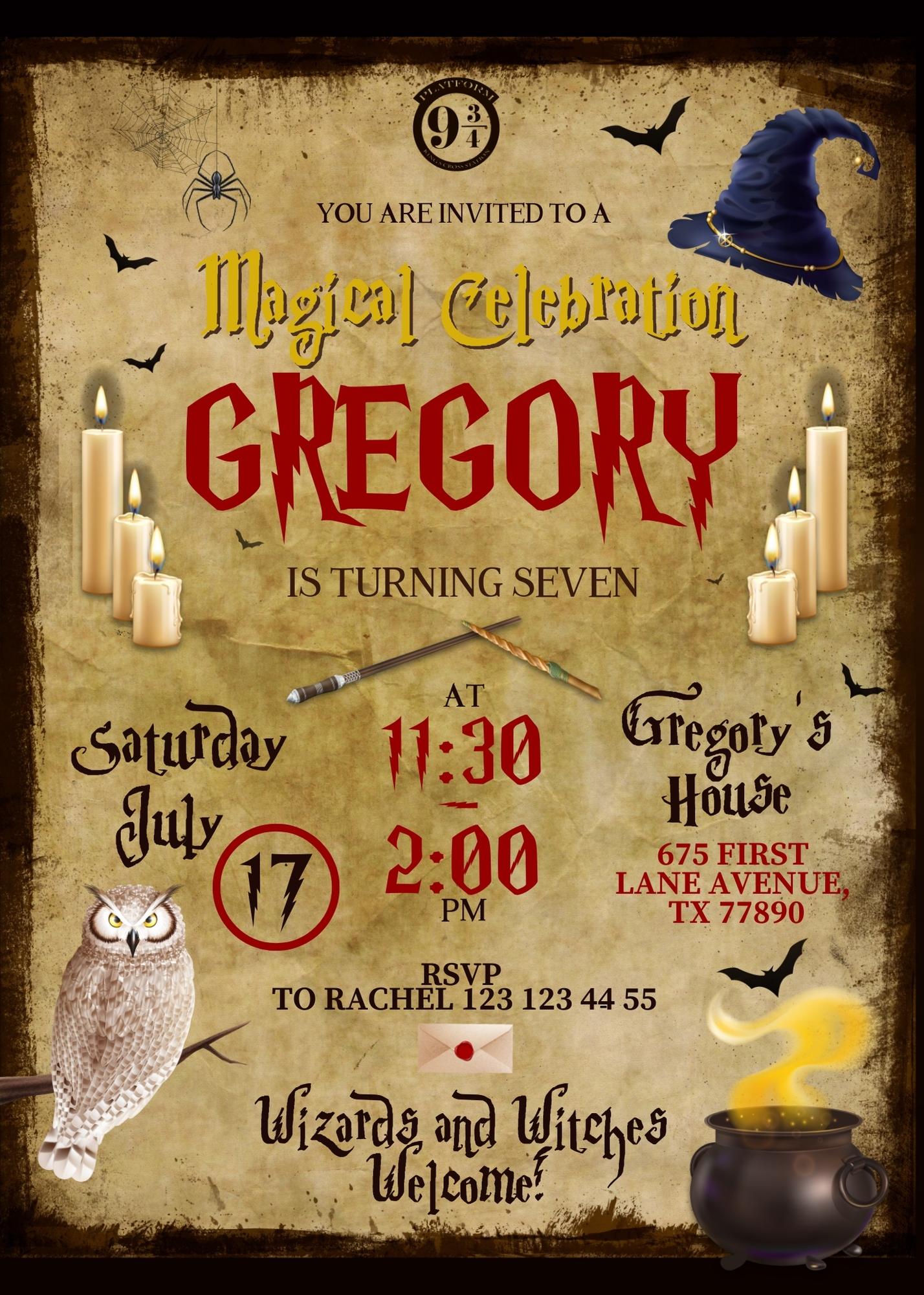 Harry Potter customizable invitation template | Share or Print | UQ203