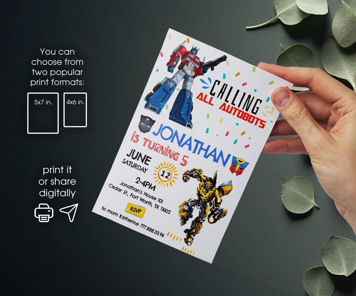 Transformers Rescue Bots customizable invitation template | Share or Print | boy | HO837