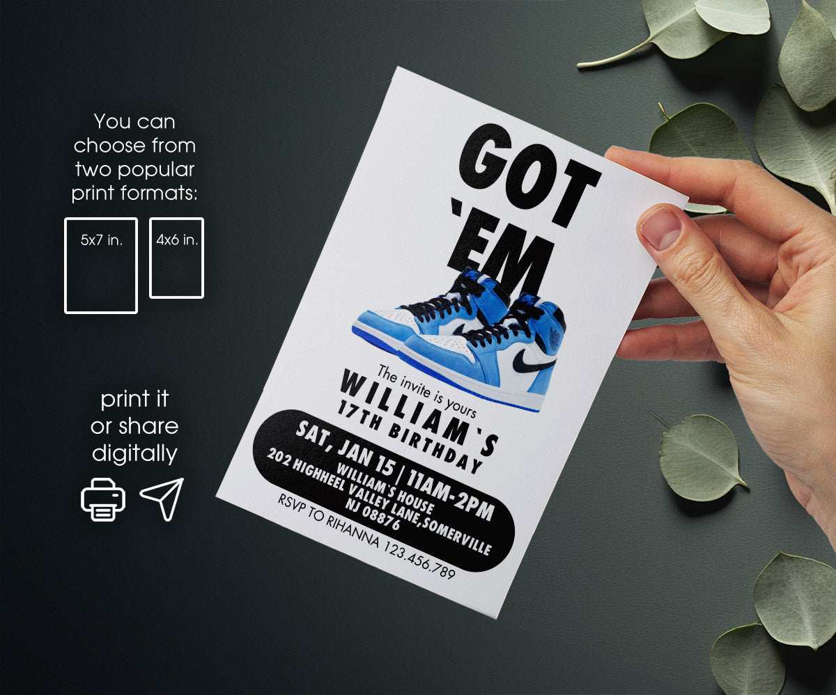 Sneaker Ball Air Jordan Nike customizable invitation template | Share or Print | CS307