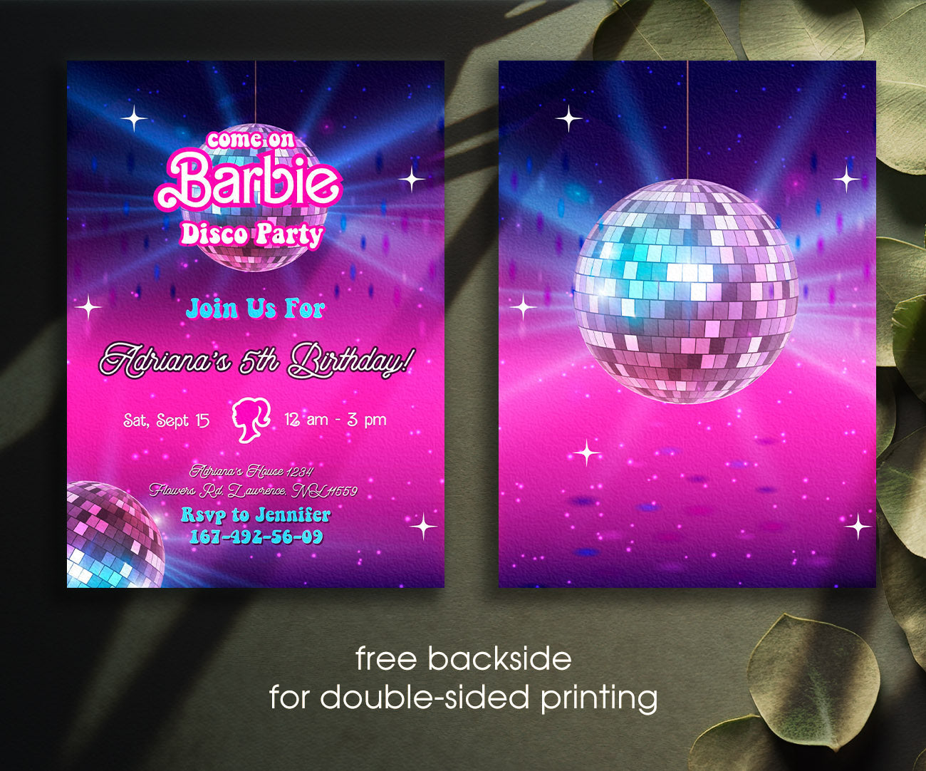 Barbie Disco Pink customizable invitation template | Share or Print | girl | DS379
