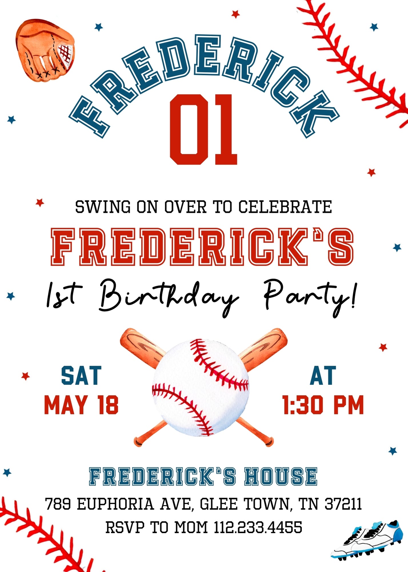 Baseball MLB Sport customizable invitation template | Share or Print | boy | XV378