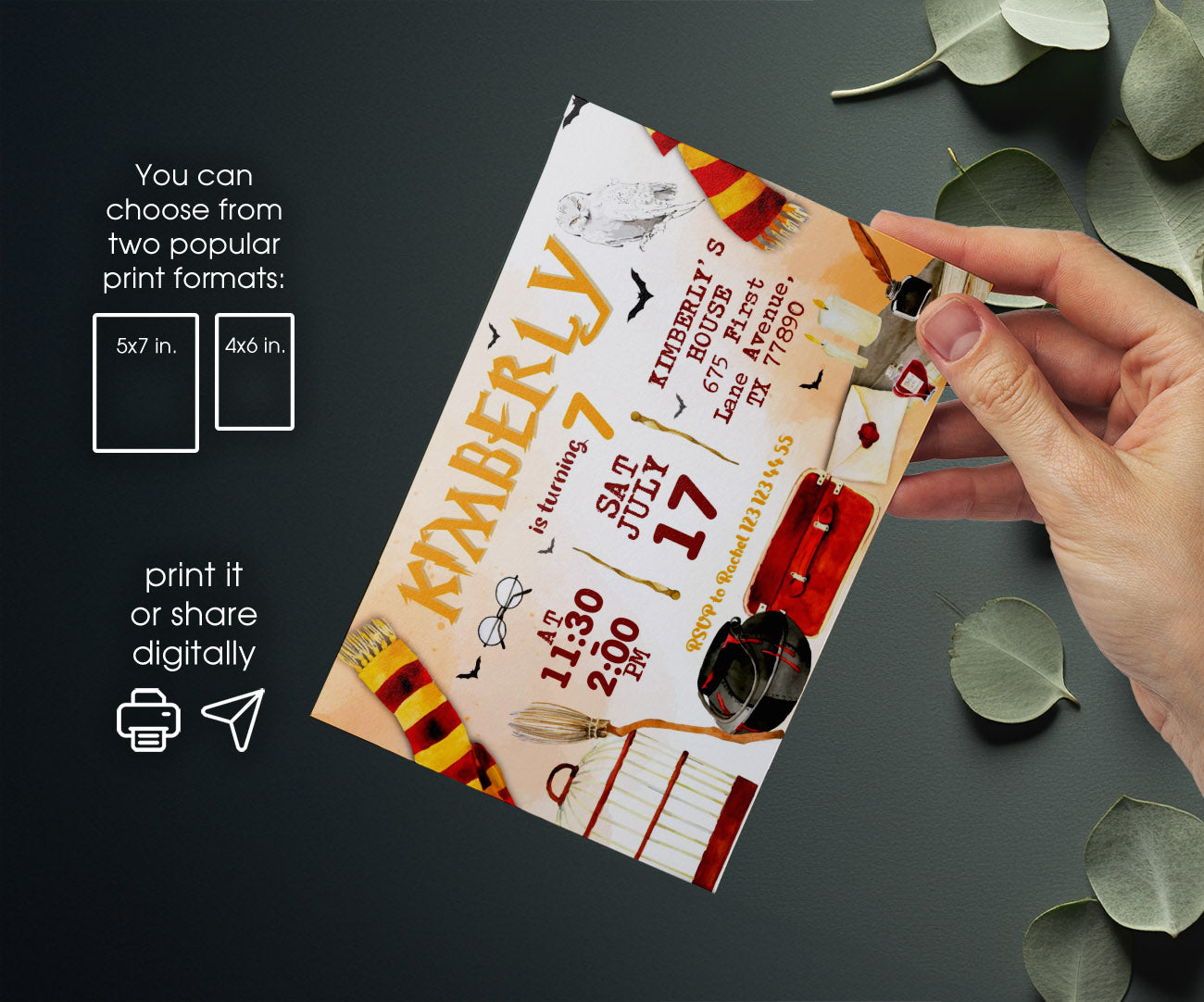 Harry Potter customizable invitation template | Share or Print | KE144