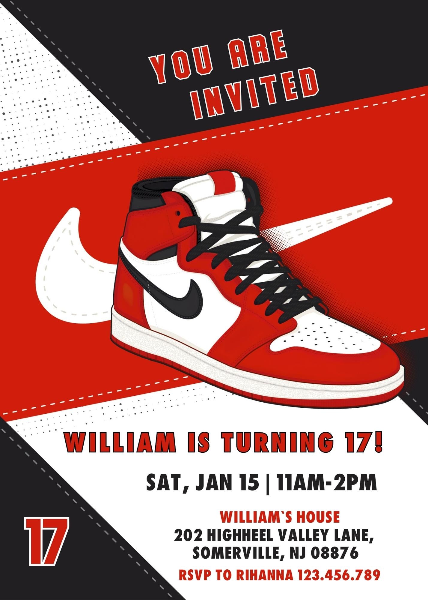 Sneaker Ball Air Jordan Nike customizable invitation template | Share or Print | RT380