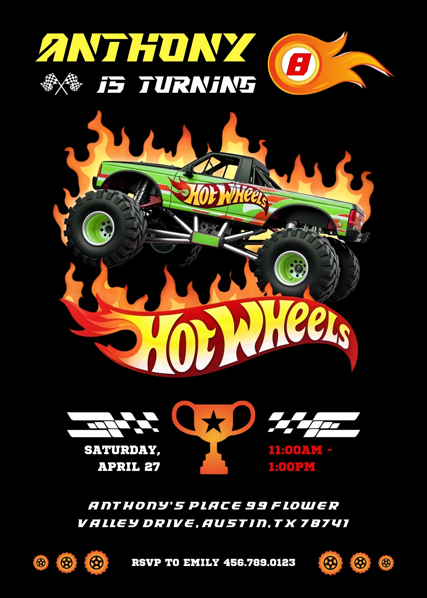 Hot Wheels Racing customizable invitation template | Share or Print | boy | FJ447
