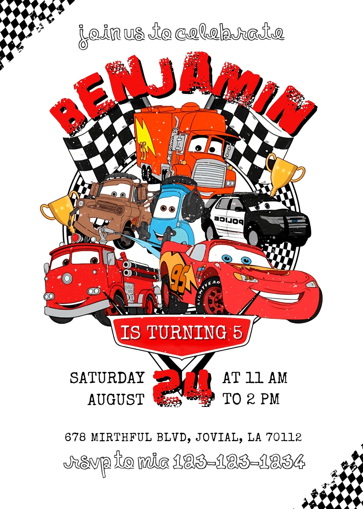 Cars Lightning McQueen customizable invitation template | Share or Print | boy | OP740