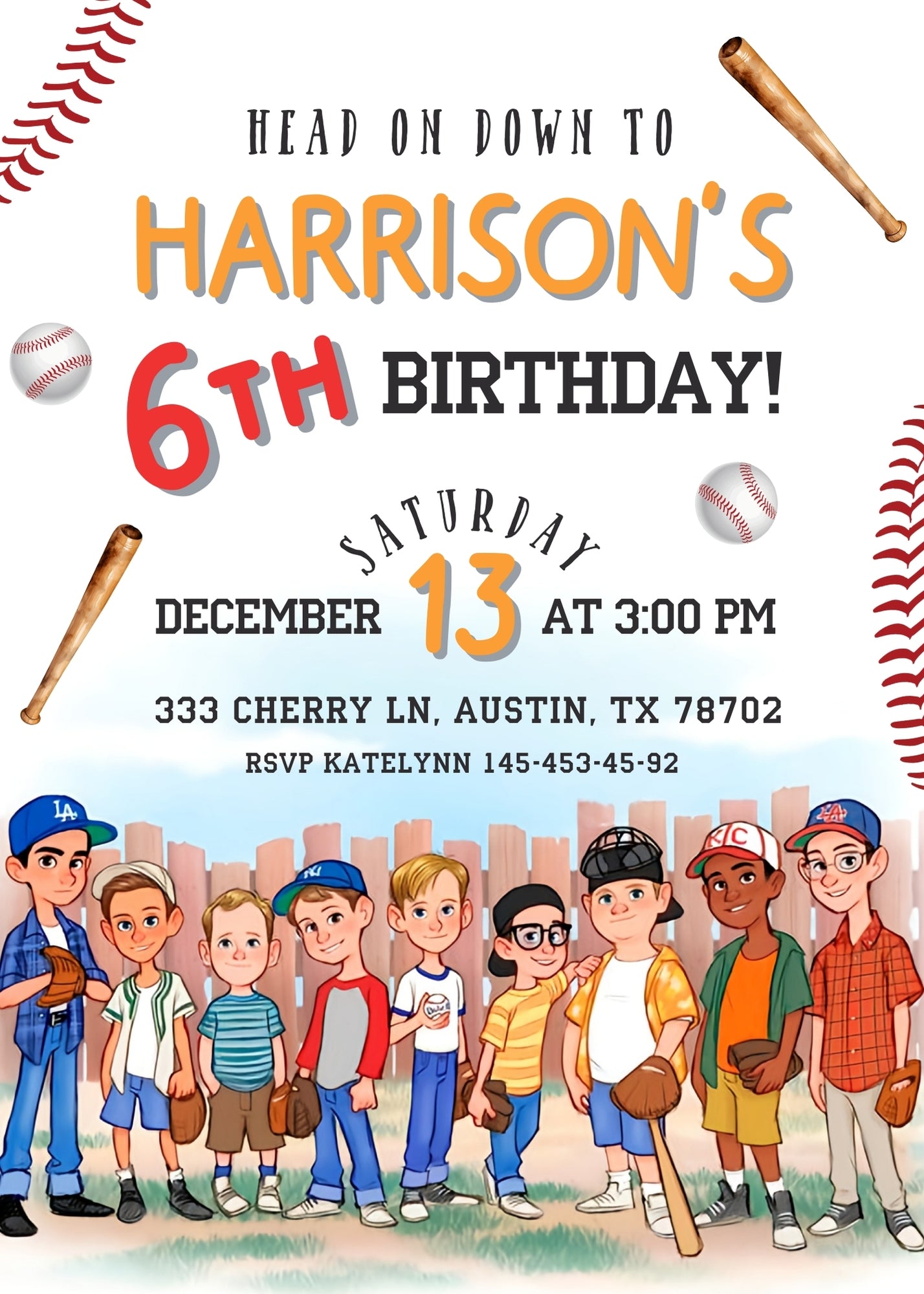 Baseball MLB Sport customizable invitation template | Share or Print | CZ405