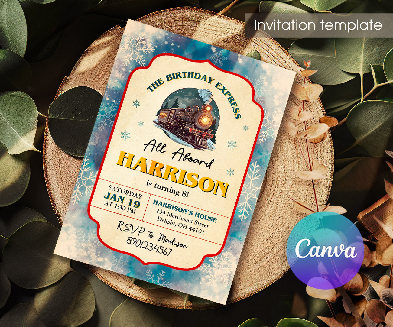 The Polar Express Christmass Train customizable invitation template | Share or Print | QD762