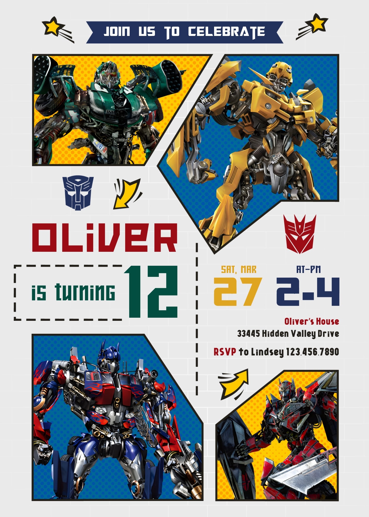 Transformers Rescue Bots customizable invitation template | Share or Print | boy | RZ682