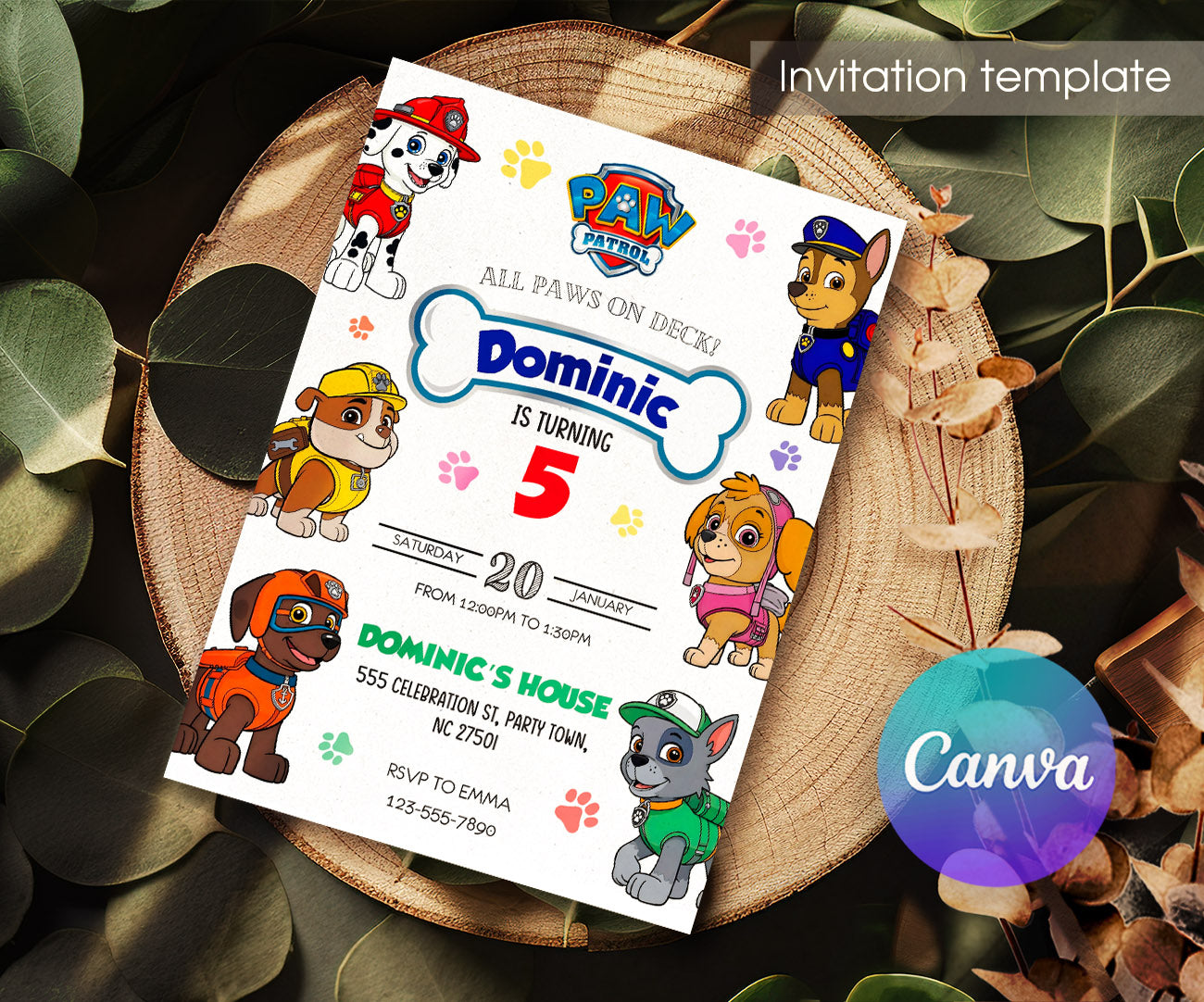 PAW Patrol customizable invitation template | Share or Print | JK943