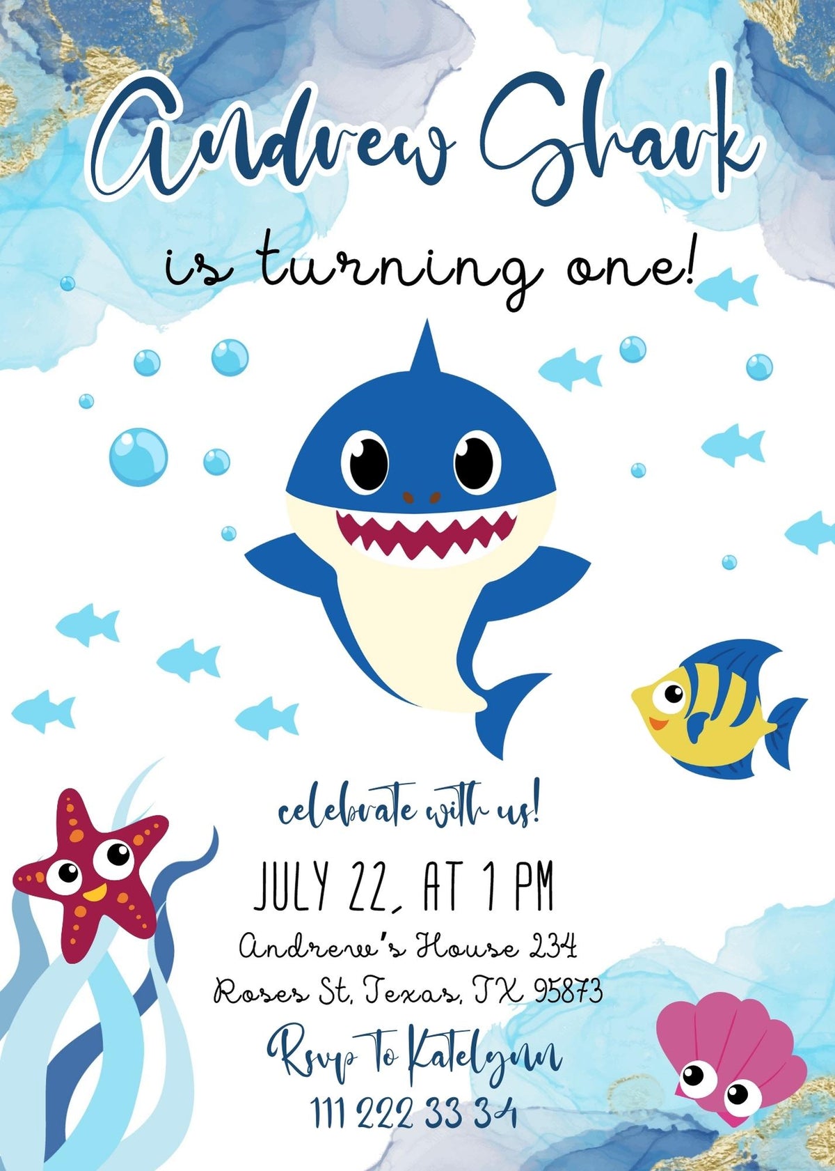 Baby Shark customizable invitation template | Share or Print | IM630