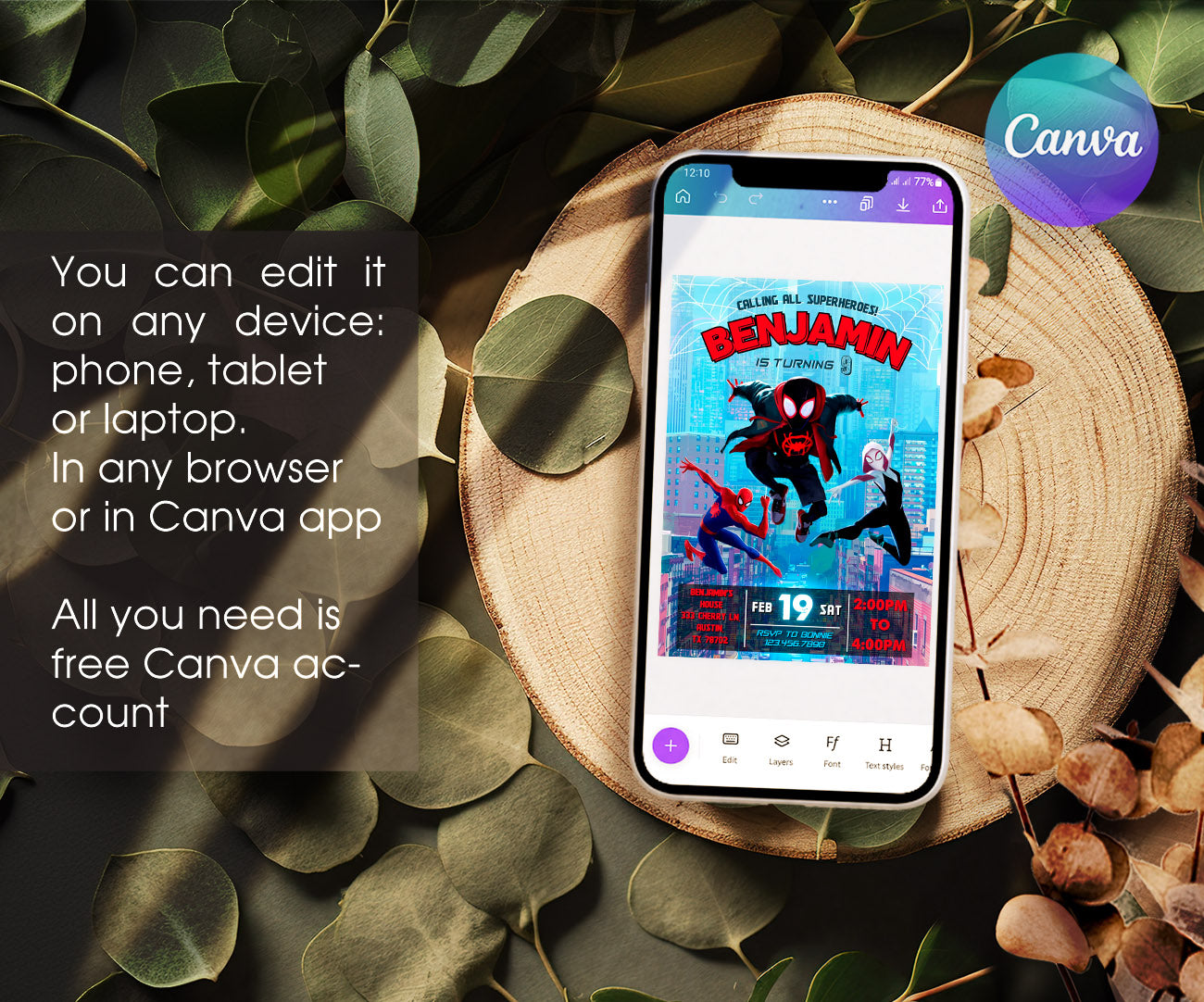 Spider Man Across the Spider-Verse customizable invitation template | Share or Print | boy | ON597