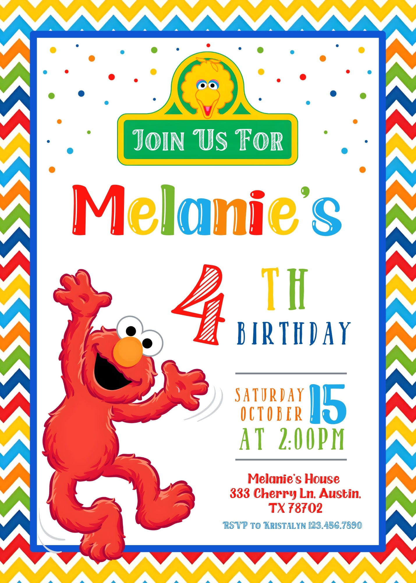 Sesame Street Elmo customizable invitation template | Share or Print | IF184