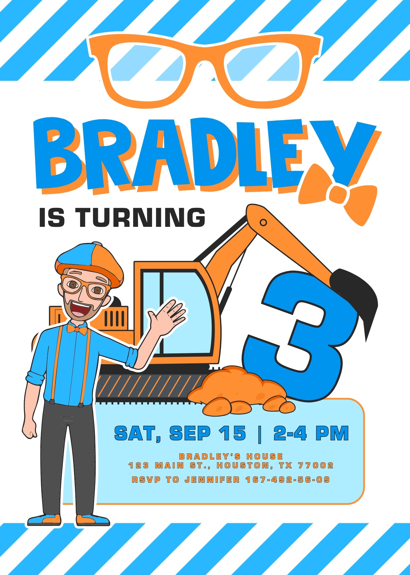 Blippi customizable invitation template | Share or Print | HC738