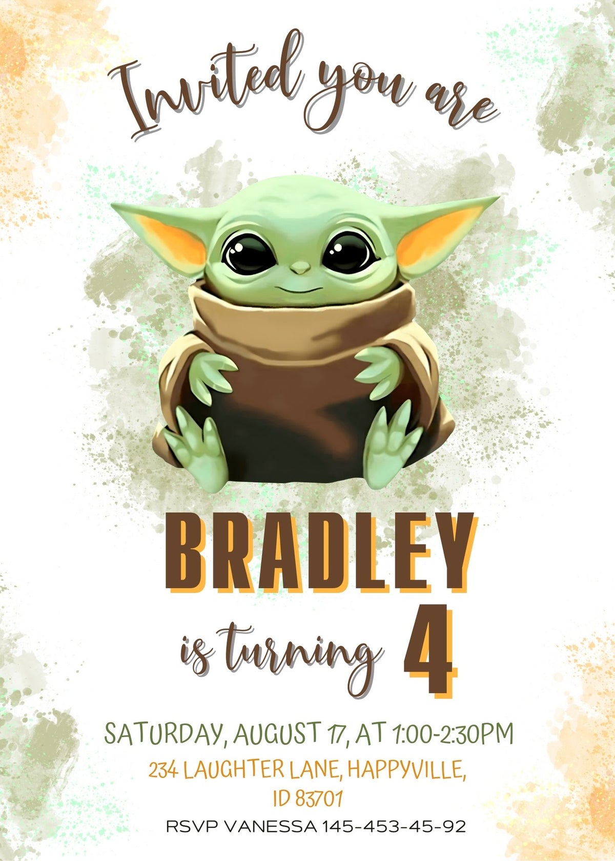 Baby Yoda Grogu Star Wars Mandalorian customizable invitation template | Share or Print | boy | HY325