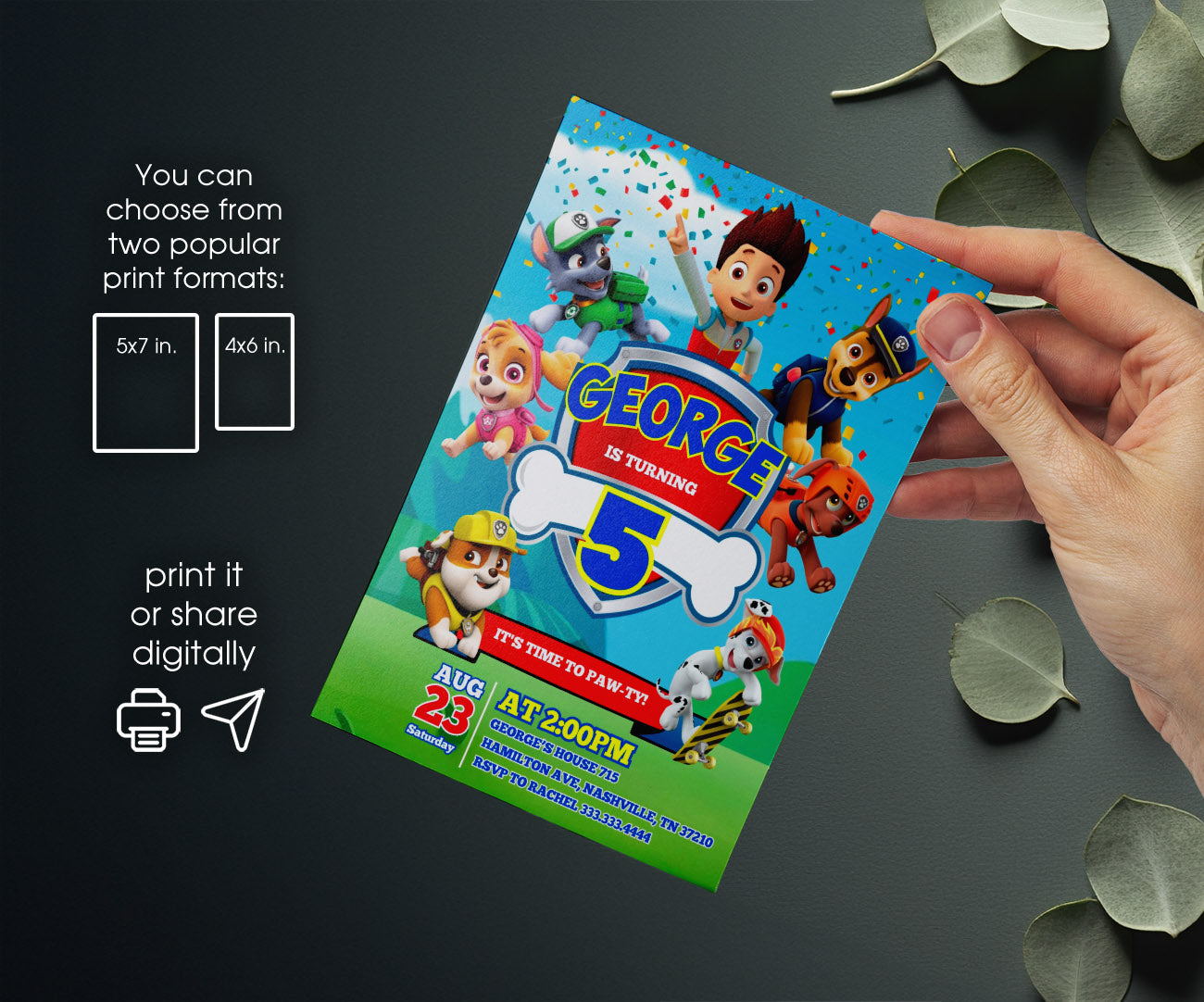 PAW Patrol customizable invitation template | Share or Print | PY830