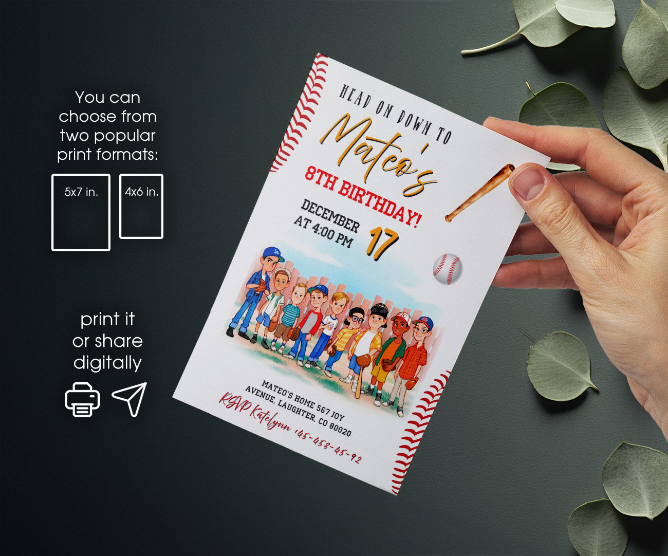 Baseball MLB Sport customizable invitation template | Share or Print | AP904