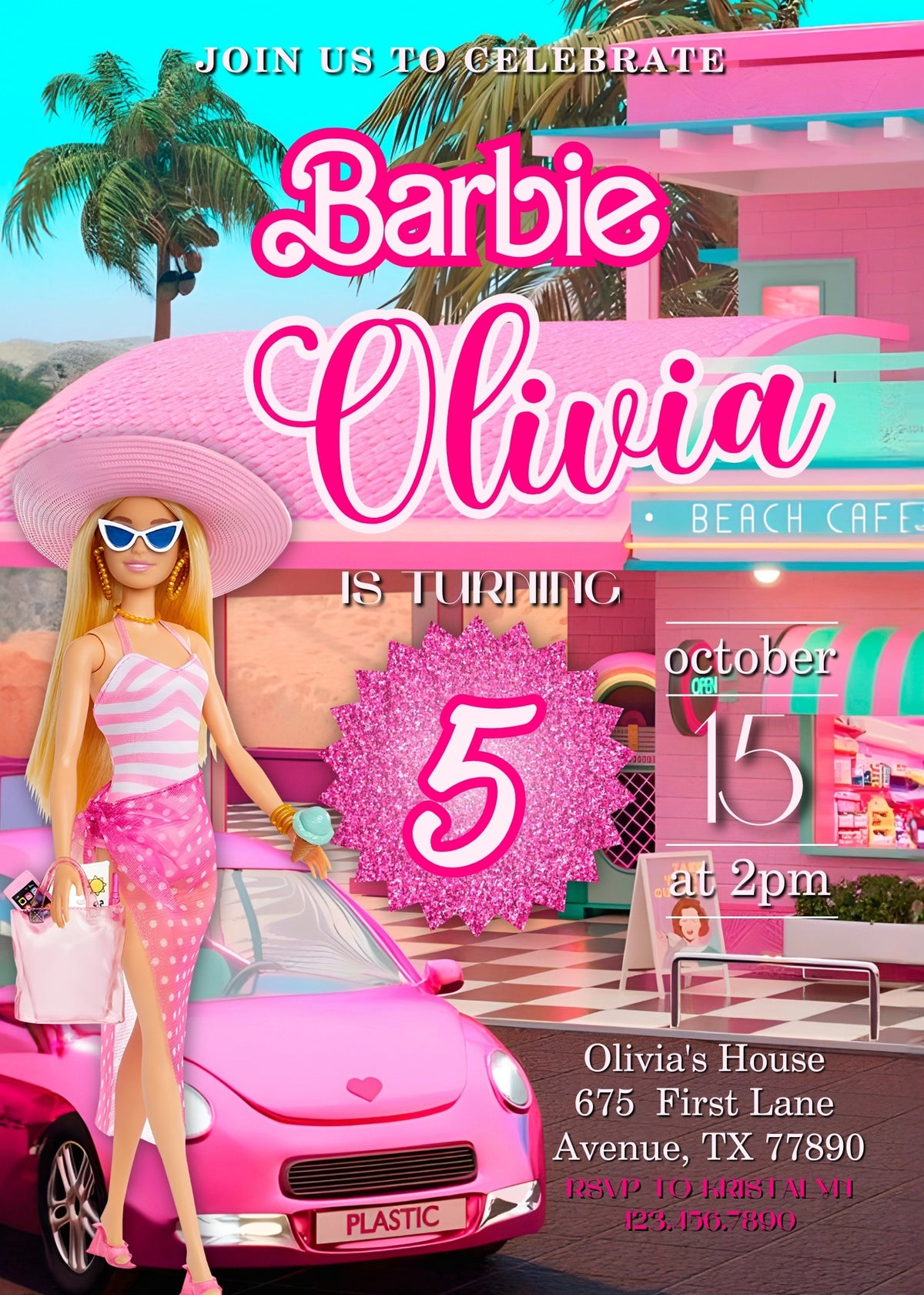 Barbie Pink customizable invitation template | Share or Print | girl | WR712