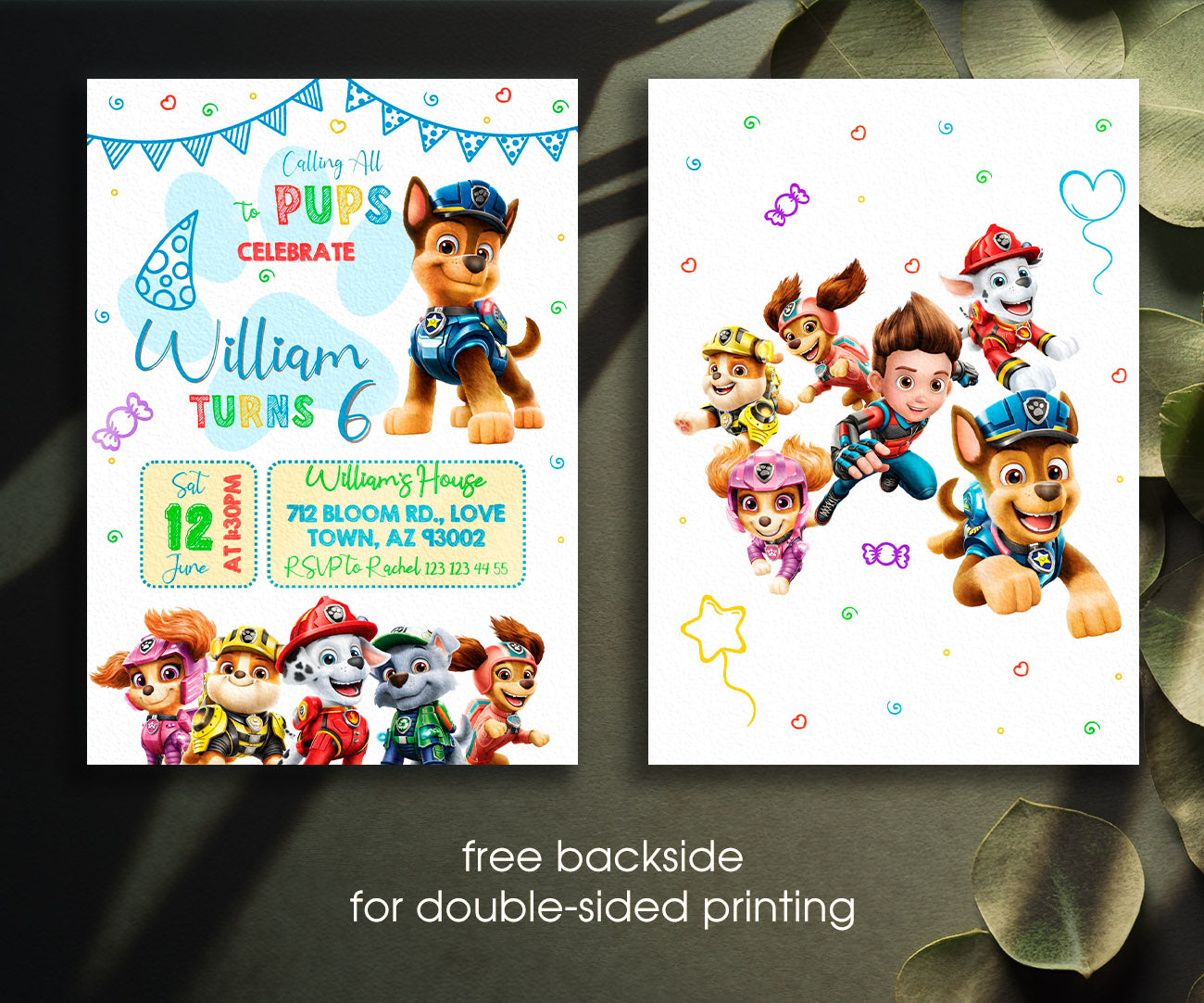 PAW Patrol customizable invitation template | Share or Print | NE878