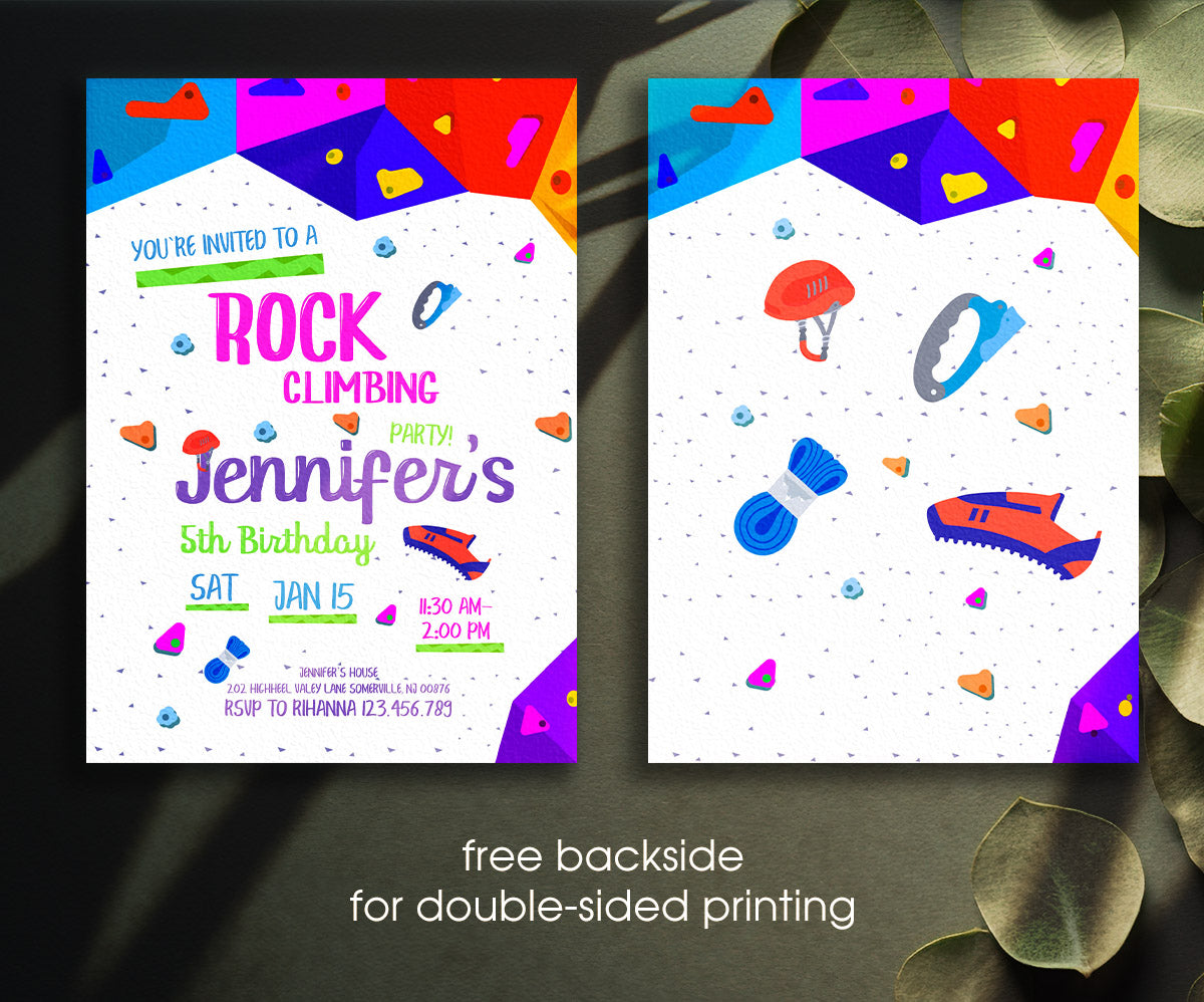 Rock Climbing customizable invitation template | Share or Print | IX795