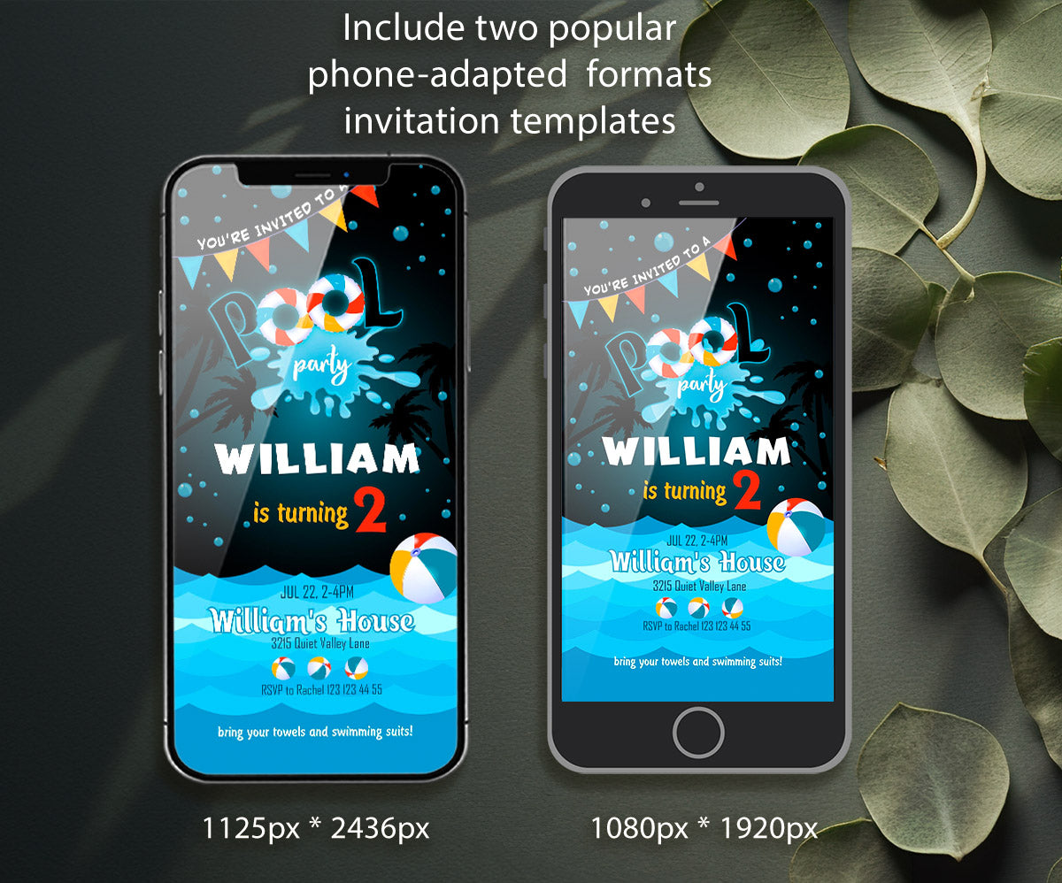 Pool Party customizable invitation template | Share or Print | YN024