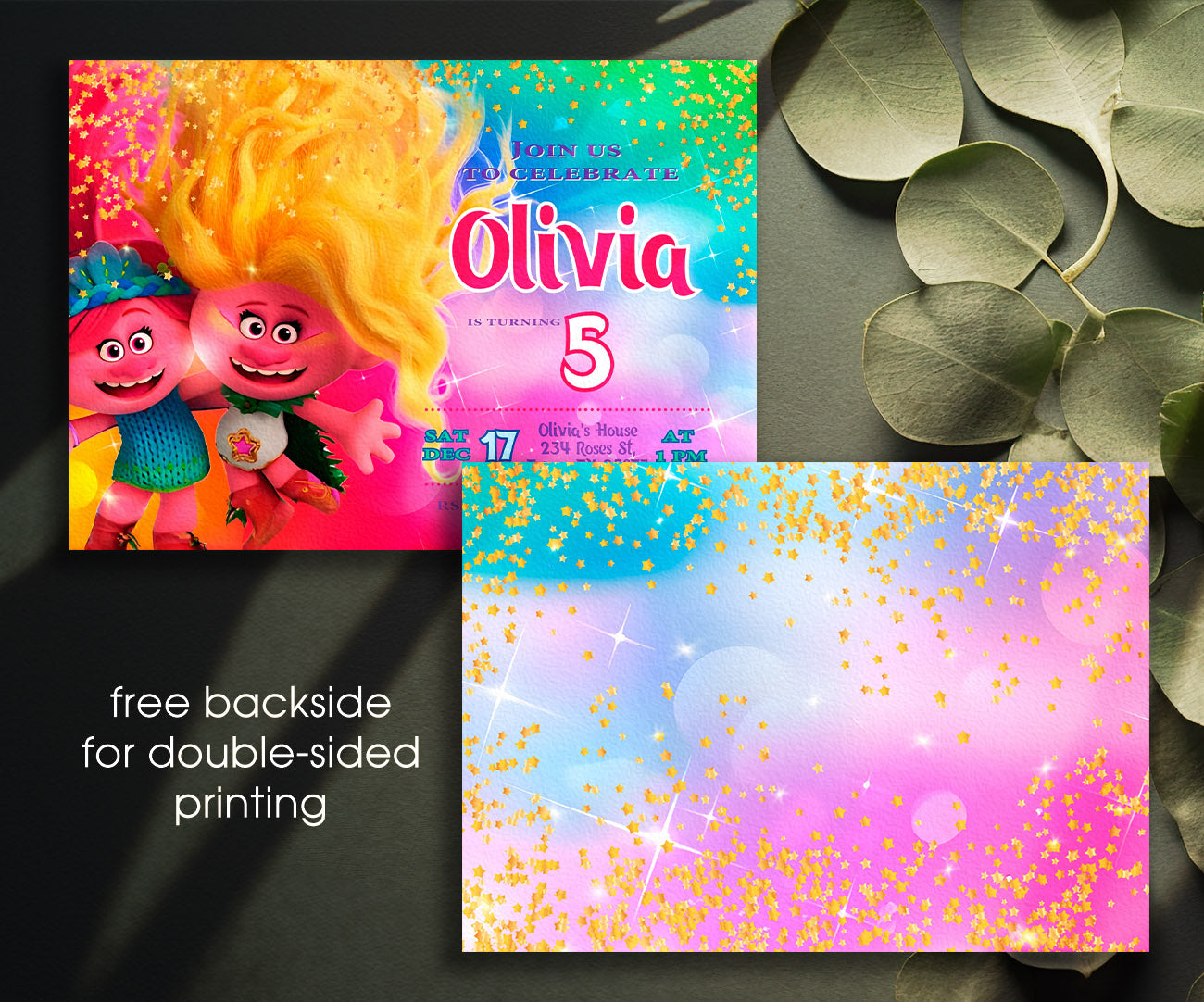 Trolls Poppy customizable invitation template | Share or Print | AW434