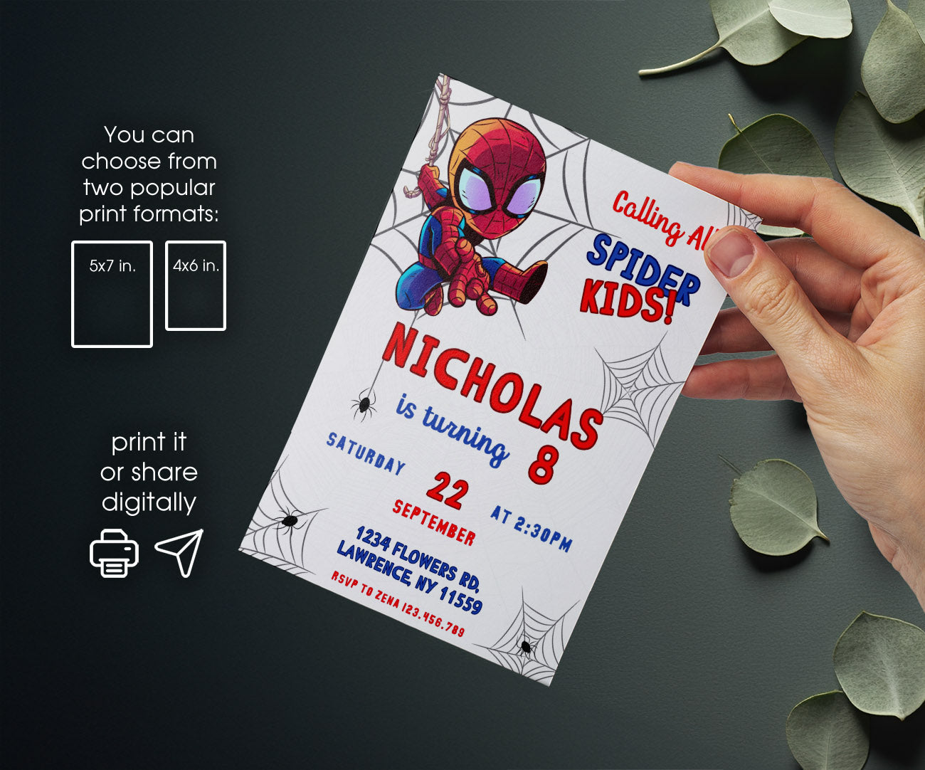 Spidey and His Amazing Friends customizable invitation template | Share or Print | boy | WV264