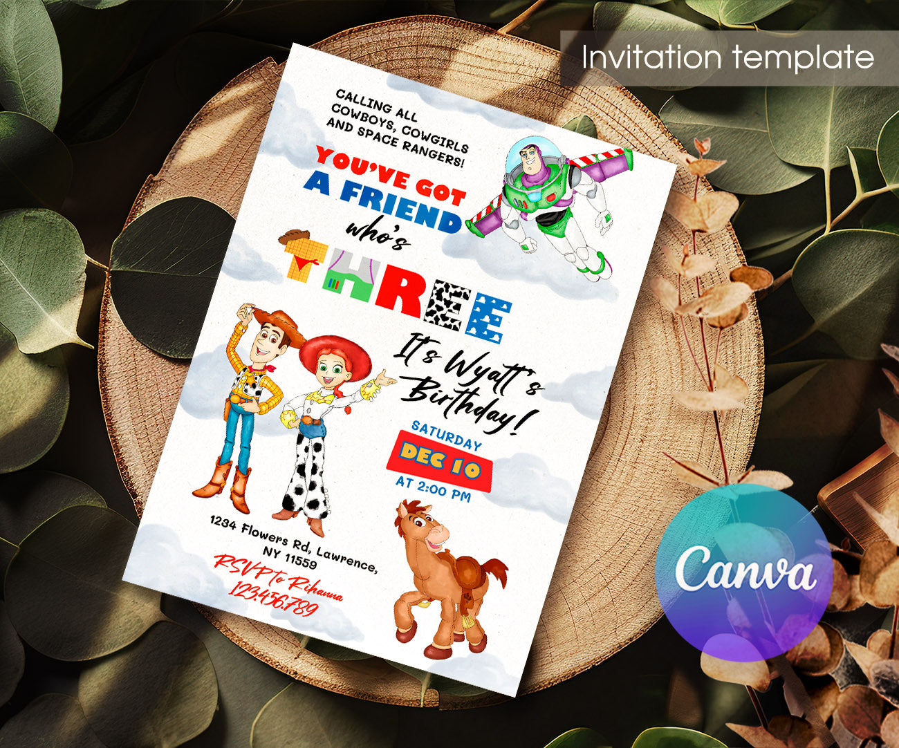 Toy Story Woody customizable invitation template | Share or Print | GJ857
