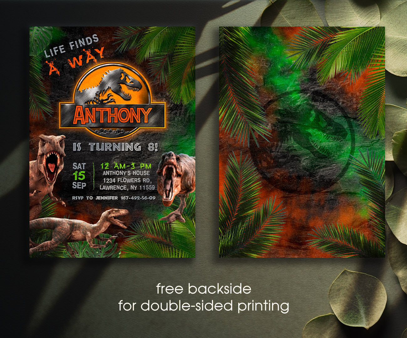 Jurassic World Dinosaur customizable invitation template | Share or Print | FT675