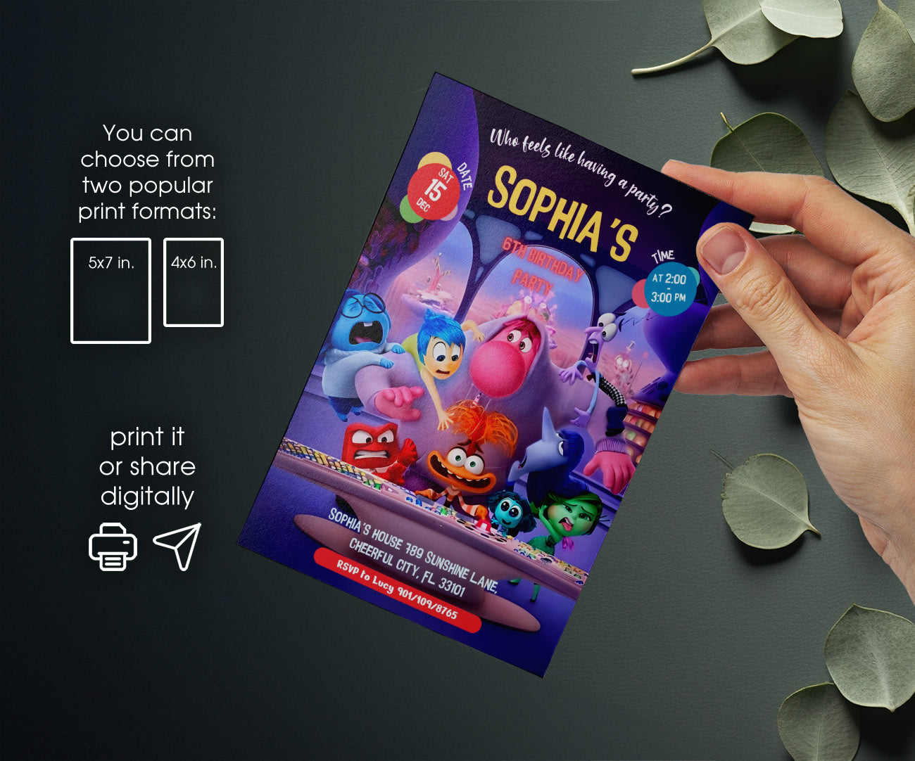 Inside Out 2 customizable invitation template | Share or Print | PP937