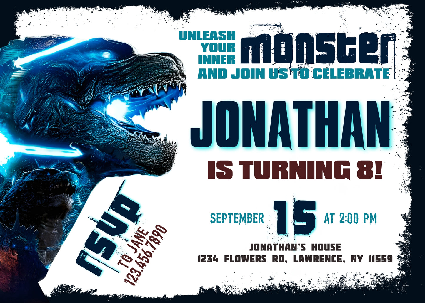 Godzilla and King Kong customizable invitation template | Share or Print | LQ052